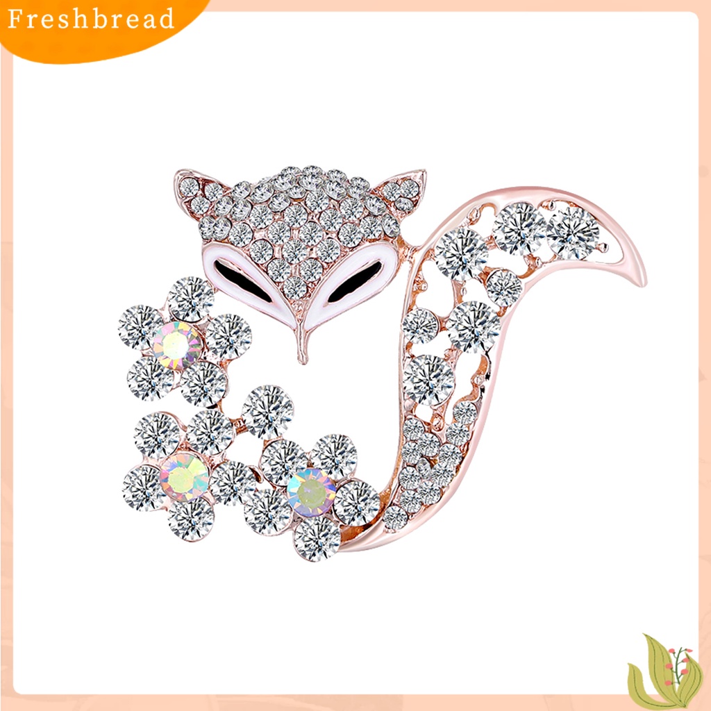 &lt; Freshbread &gt; Bros Aksesoris Pakaian Elegan Alloy Fox Berlian Imitasi Brooch Badge Untuk Pesta