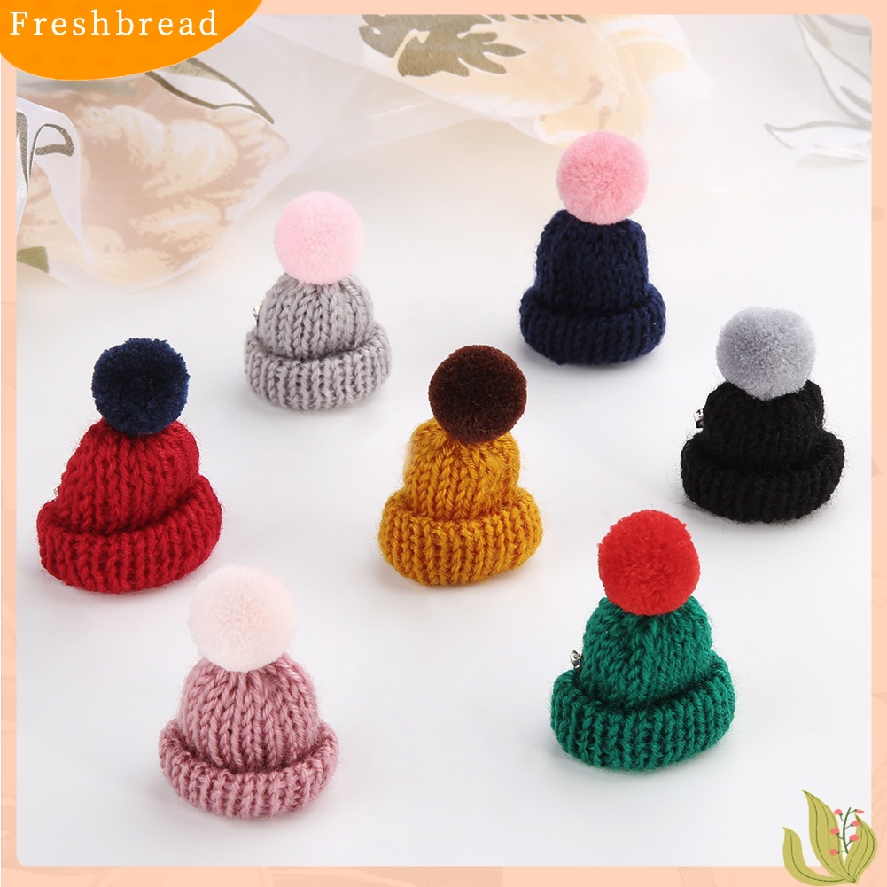 &lt; Freshbread &gt; Fashion Rajut Pom Pom Topi Bros Pin Wanita Natal Gaun Syal Aksesori