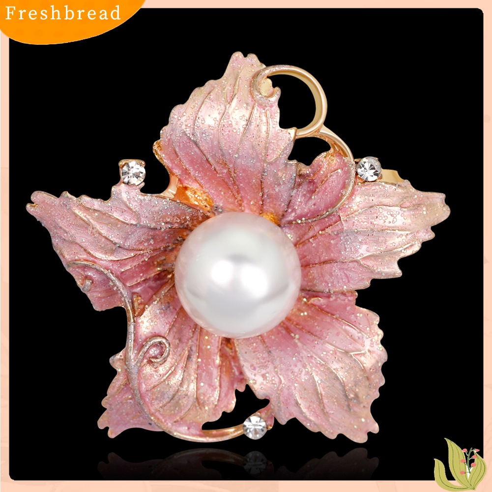 &lt; Freshbread &gt; Fashion Wanita Berlian Imitasi Mutiara Imitasi Enamel Bunga Floriated Bros Pin