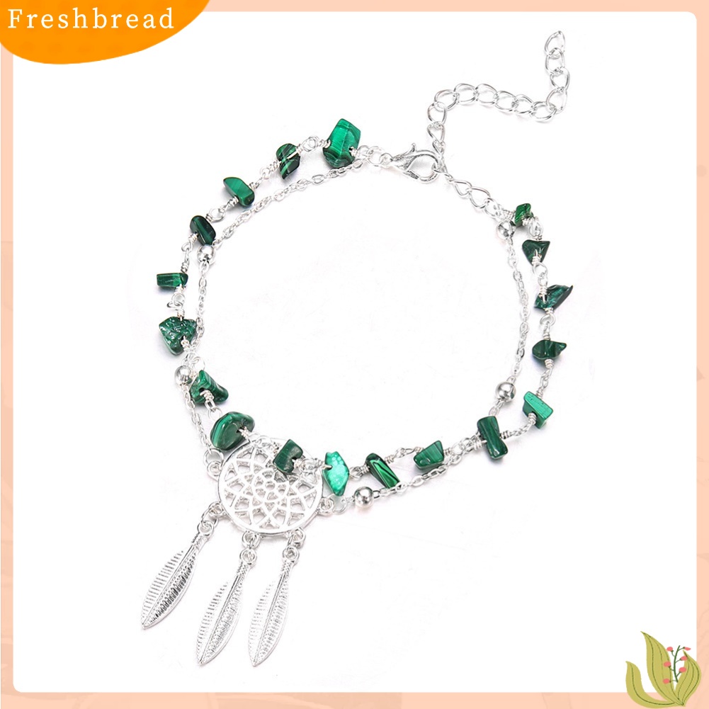 &lt; Freshbread &gt; Wanita Multilayer Dream Catcher Faux Turquoise Beaded Foot Chain Anklet Bracelet