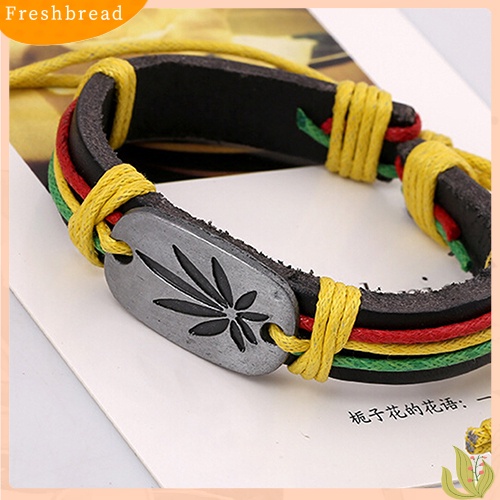 &lt; Freshbread &gt; Gelang Kepang Maple Kulit Imitasi Unisex Pria Wanita Handmade Vintage Bangle