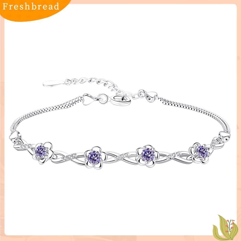 &lt; Freshbread &gt; Vintage Plum Blossom Berlian Imitasi Bertatahkan Wanita Gelang Rantai Pergelangan Tangan Perhiasan Hadiah