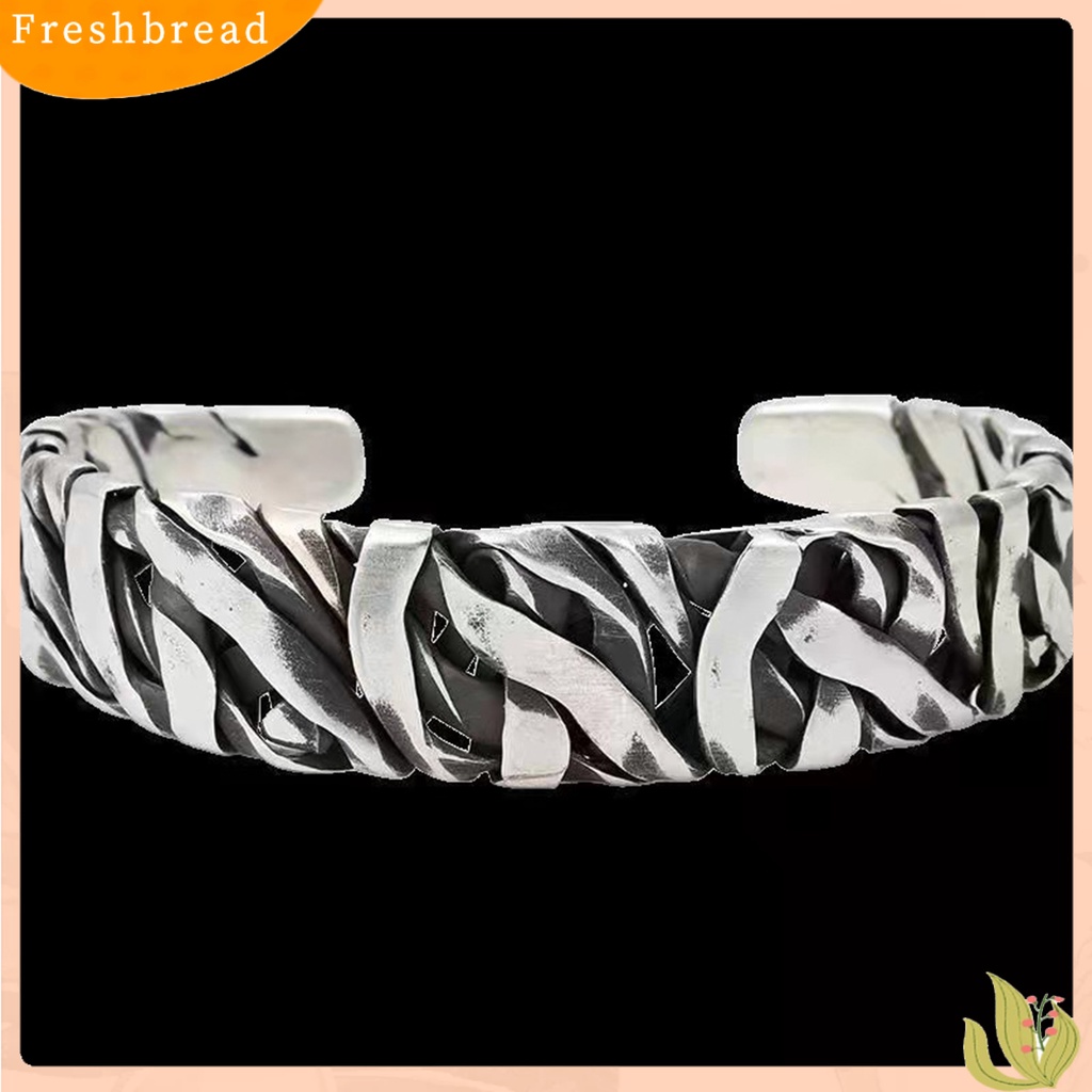 &lt; Freshbread &gt; Pria Gelang Retro Meniru Tenun Tangan Bertekstur Lebar Adjustable Pembukaan Berdandan Hadiah Laki-Laki Manset Bangle Pesta Perhiasan Aksesoris Populer