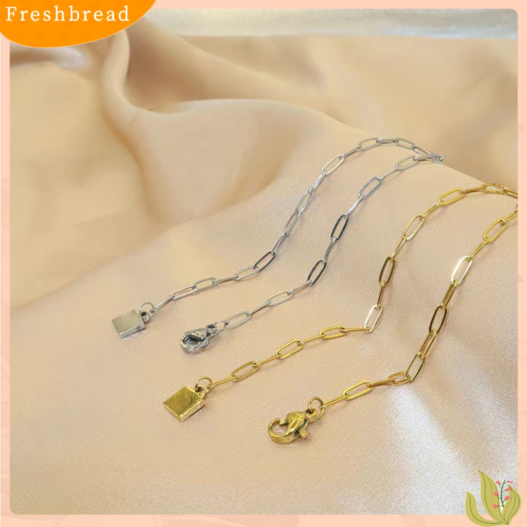 &lt; Freshbread &gt; Gelang Wanita Tidak Luntur Rantai Tebal Eye-catching Semua Pertandingan Hadiah Perhiasan Yang Dapat Disesuaikan Berlapis Emas Wanita Square Pendant Chain Bracelet Dekorasi Untuk Kehidupan Sehari-Hari