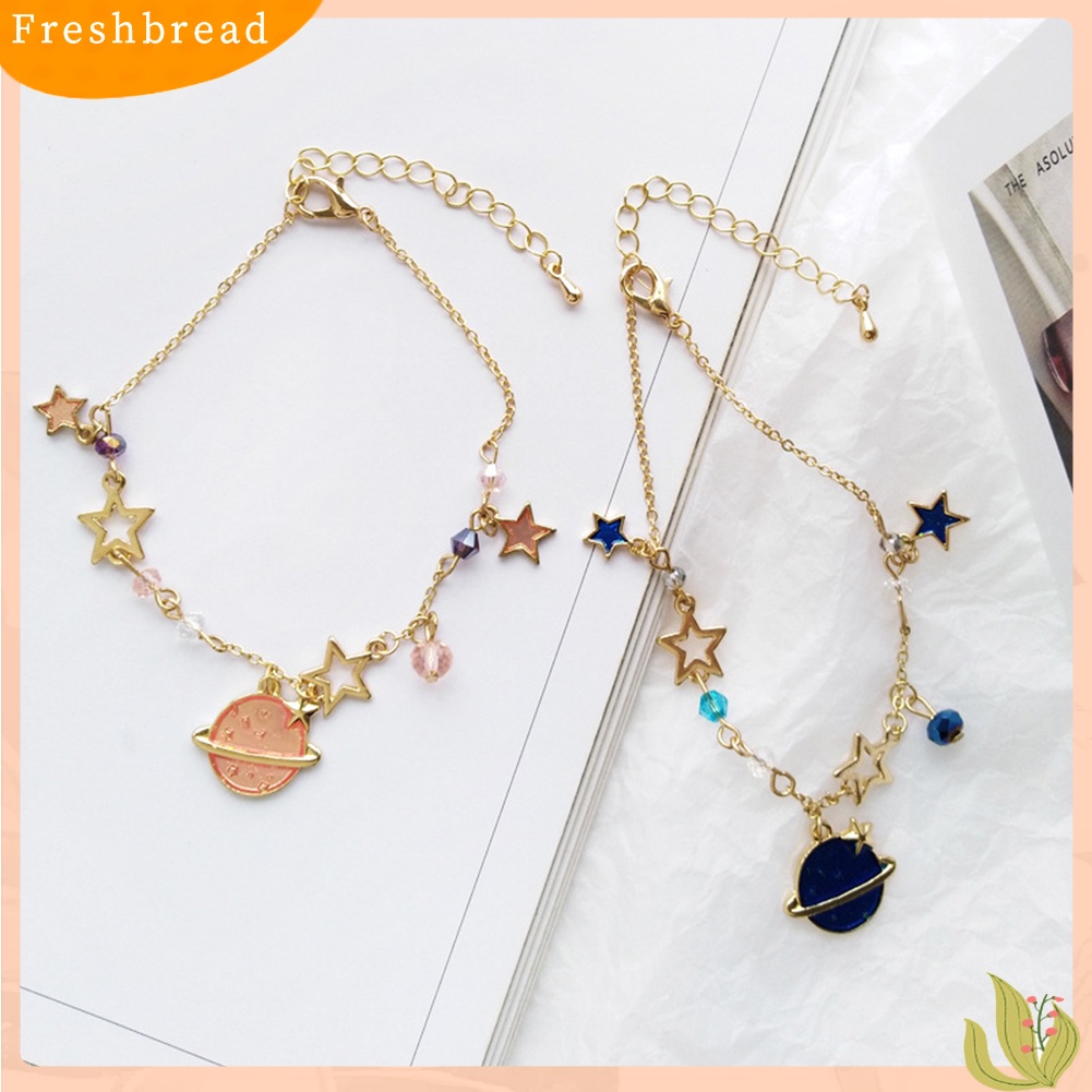 &lt; Freshbread &gt; Wanita Bintang Planet Menjuntai Faux Quartz Gelang Bangle Pesta Pernikahan Perhiasan Hadiah