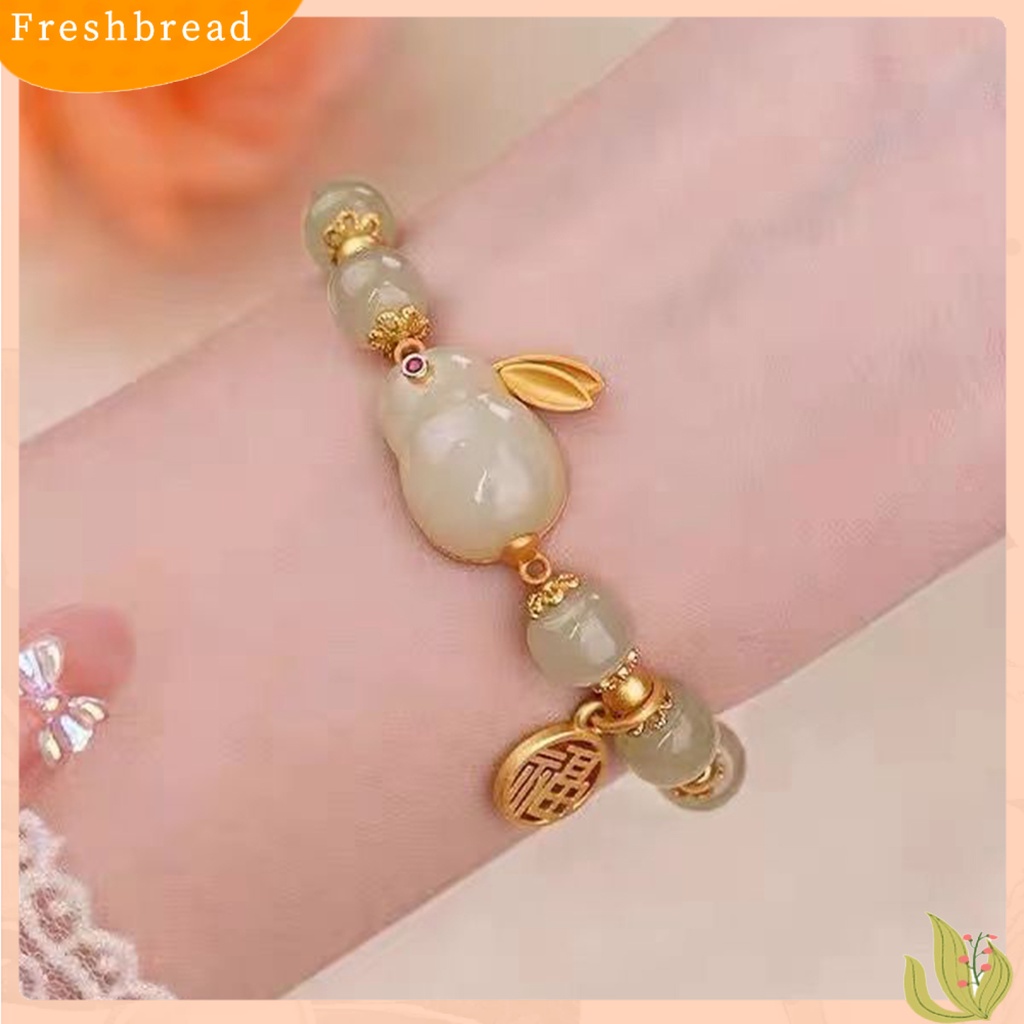 &lt; Freshbread &gt; Charm Gelang Maskot Pesona Pengerjaan Halus Prospek Yang Baik Elastis FU Karakter Cina Menghias Nyaman Dipakai Fashion Imitasi Hetian Jade Bracelet