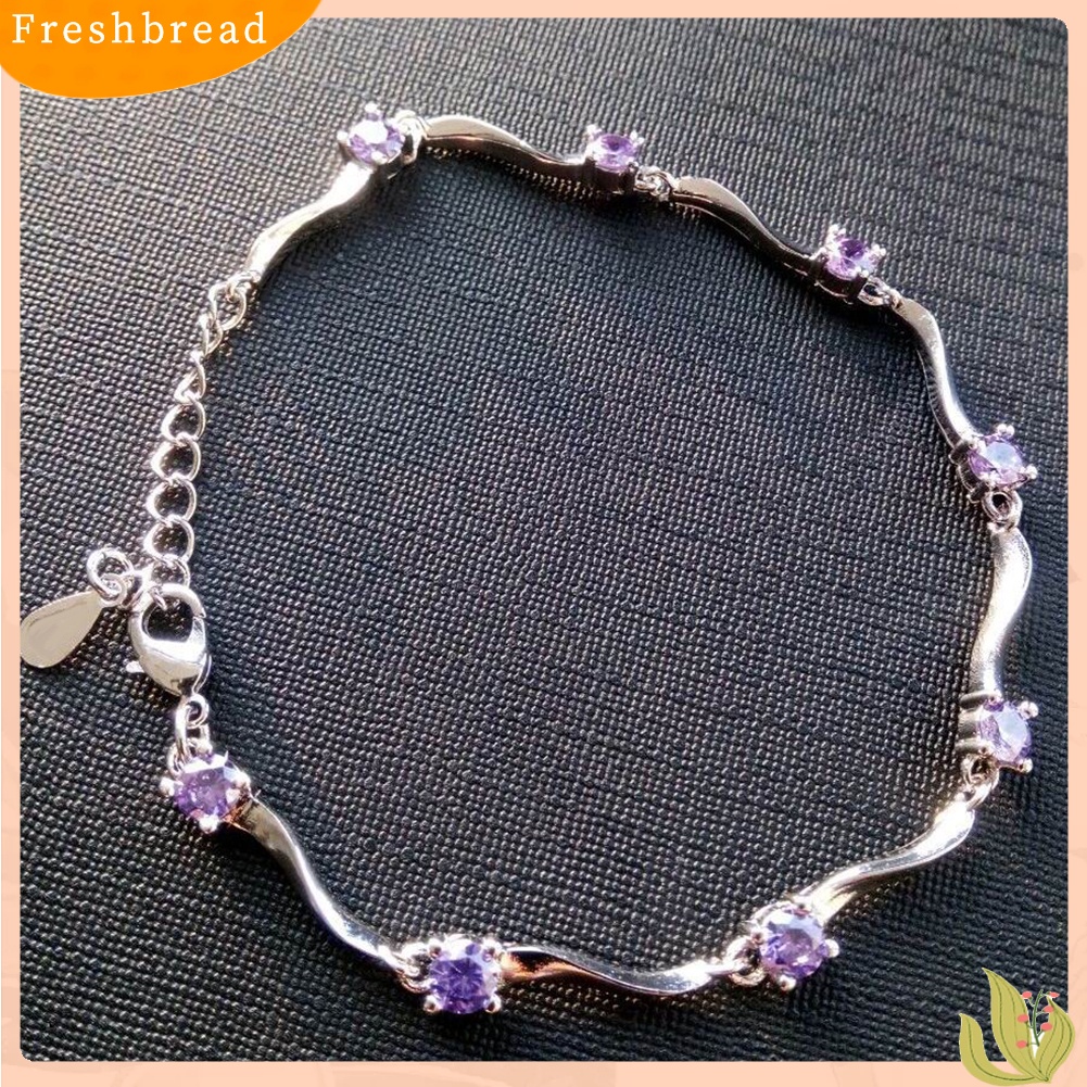 &lt; Freshbread &gt; Wanita Fashion Gelang Zirkon Hias Pesona Perhiasan Adjustable Bangle Pesta Hadiah