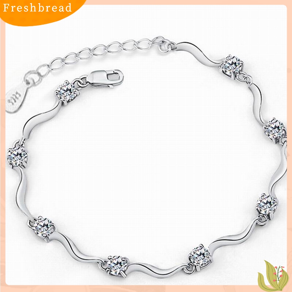 &lt; Freshbread &gt; Wanita Fashion Gelang Zirkon Hias Pesona Perhiasan Adjustable Bangle Pesta Hadiah