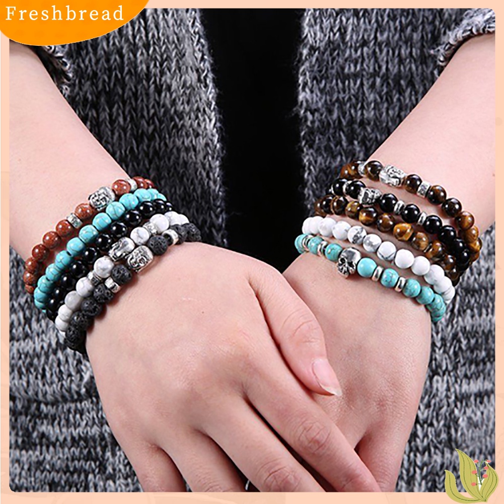 &lt; Freshbread &gt; Gelang Manik-Manik Batu Alam Perhiasan Fashion Pria Wanita Pesta Prom Hadiah