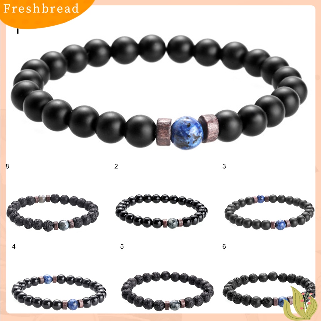 &lt; Freshbread &gt; Pria Gelang Permukaan Unik Batu Vulkanik Fashion Perhiasan Tali Elastis Beads Bracelet Untuk Kehidupan Sehari-Hari