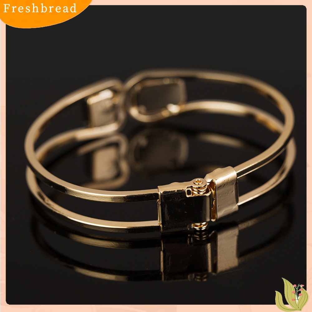 &lt; Freshbread &gt; Modern Lady Mewah Nada Emas Berlian Imitasi Pesona Gelang Cuff Bangle Jewelry