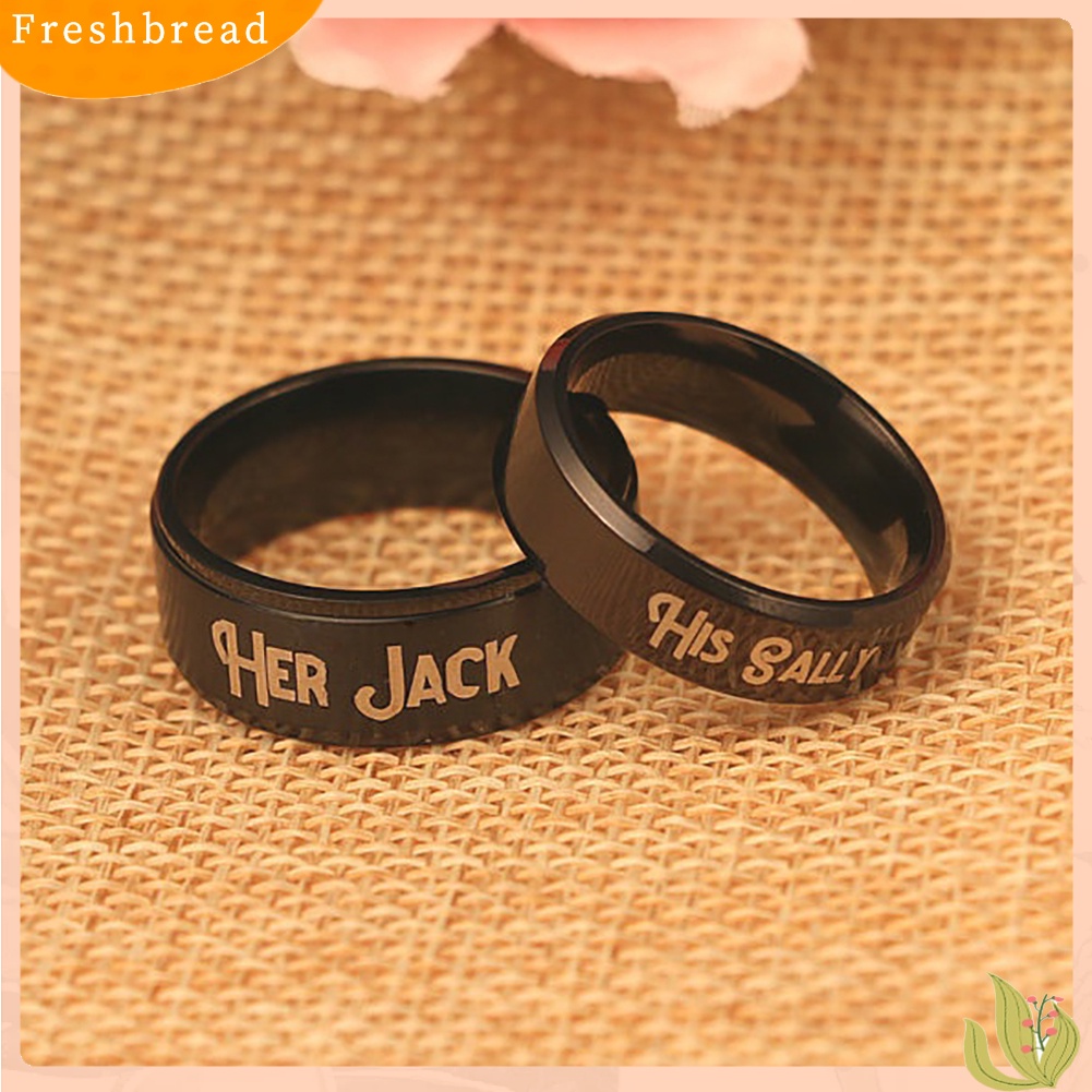 &lt; Freshbread &gt; His Sally Her Jack Titanium Steel Romantis Senada Pasangan Cincin Pecinta Hadiah