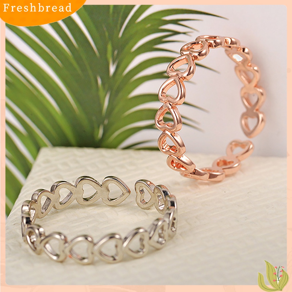 &lt; Freshbread &gt; Cincin Hias Elegan Tembaga Hollow Love Heart Ring Untuk Pernikahan