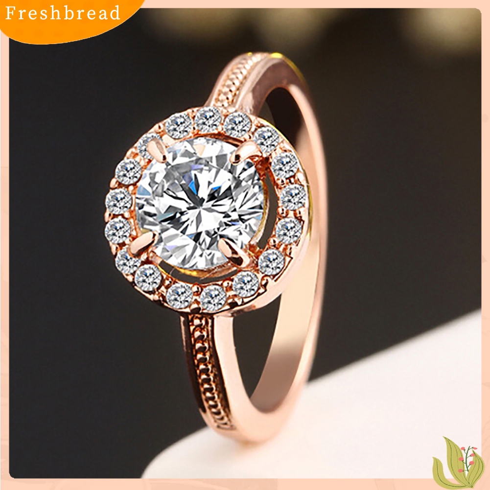 &lt; Freshbread &gt; Fashion Wanita Berlapis Emas/Perak Zirkon Jari Cincin Pernikahan Pertunangan Perhiasan
