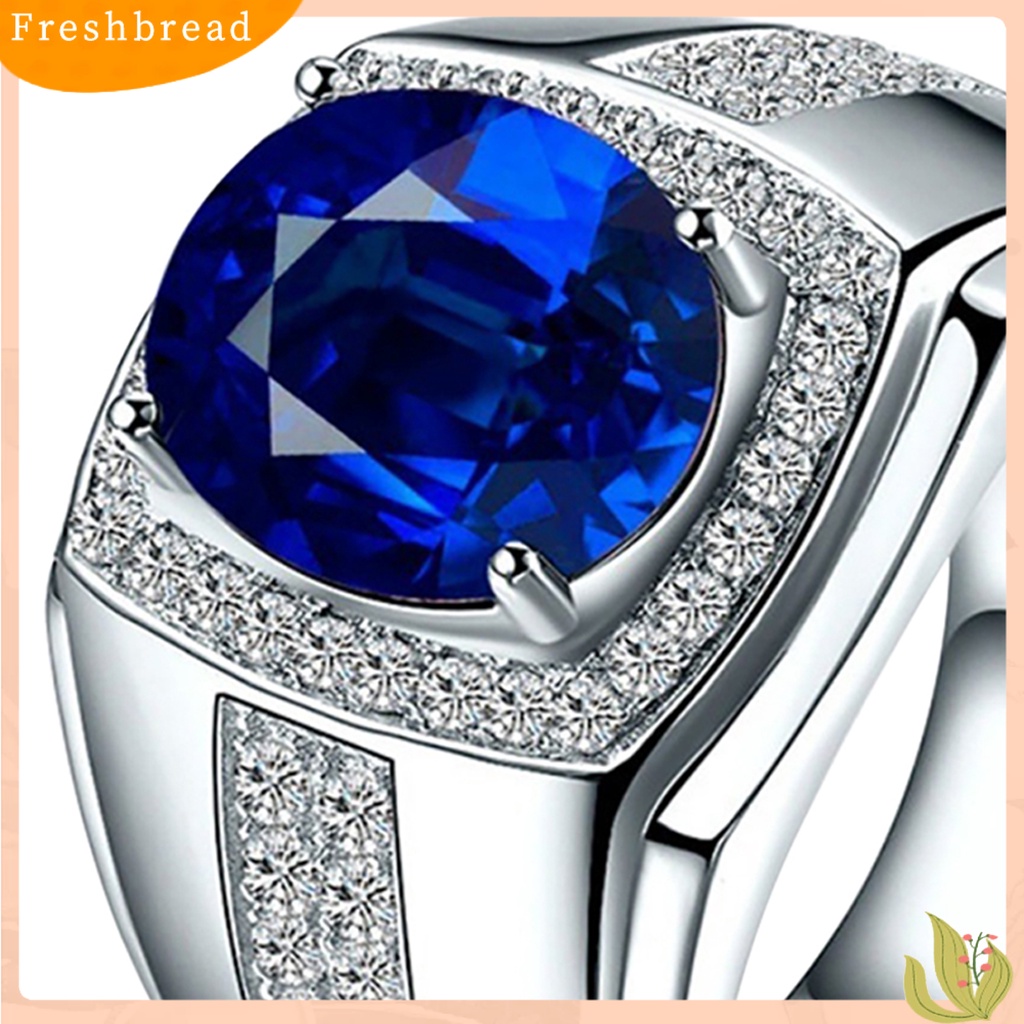 &lt; Freshbread &gt; Mewah Pria Cubic Zirconia Berlian Imitasi Bertatahkan Jari Cincin Perhiasan Hadiah