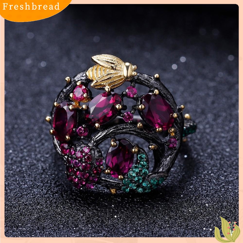 &lt; Freshbread &gt; Gothic Faux Ruby Pohon Cabang Lebah Wanita Jari Cincin Pesta Perjamuan Perhiasan Hadiah