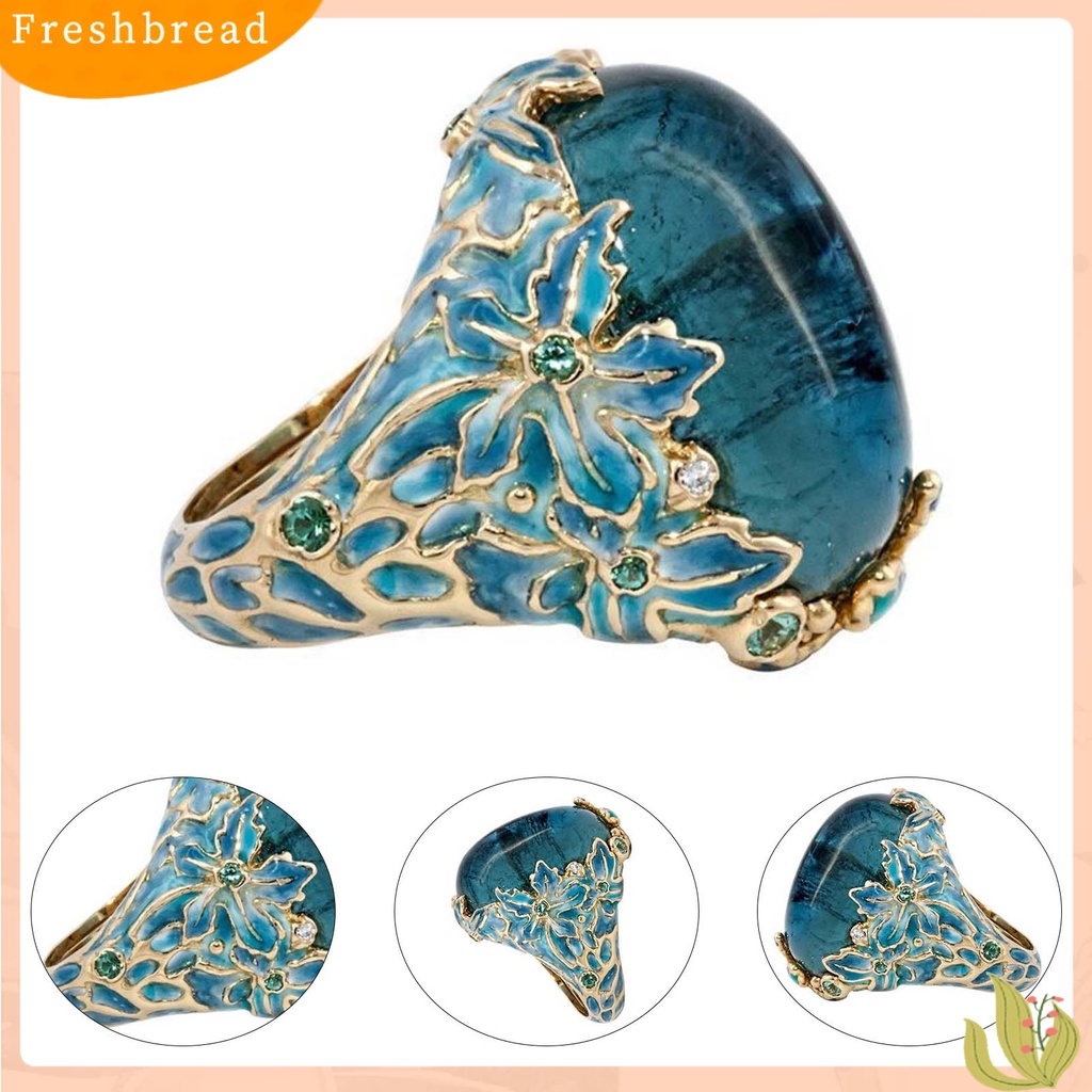 &lt; Freshbread &gt; Cincin Hias Eye-catching Anti-Cacat Retro Elegan Bunga Elemen Lady Ring Untuk Kehidupan Sehari-Hari