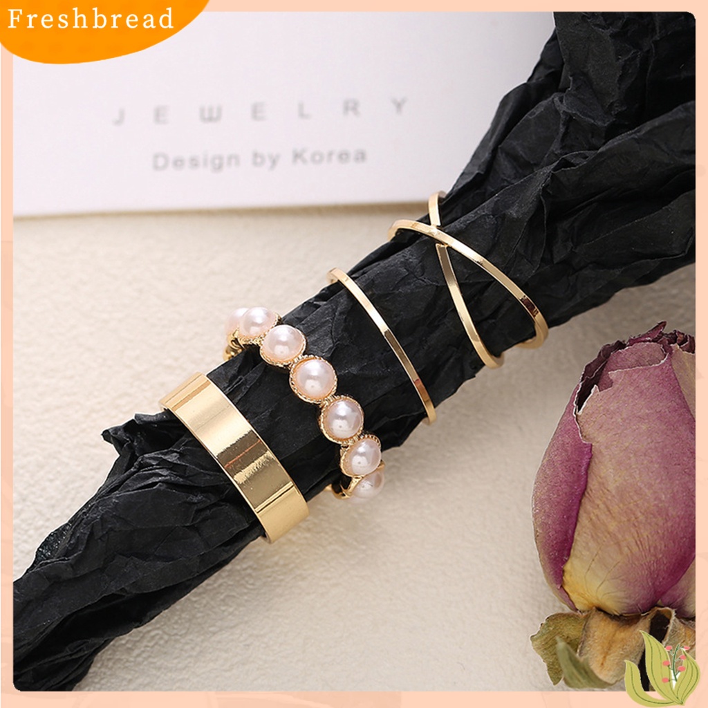 &lt; Freshbread &gt; 4Pcs Cincin Kawin Eye-catching Shiny Dress Up Tahan Lama Cincin Kilau Terang Indah Untuk Pesta