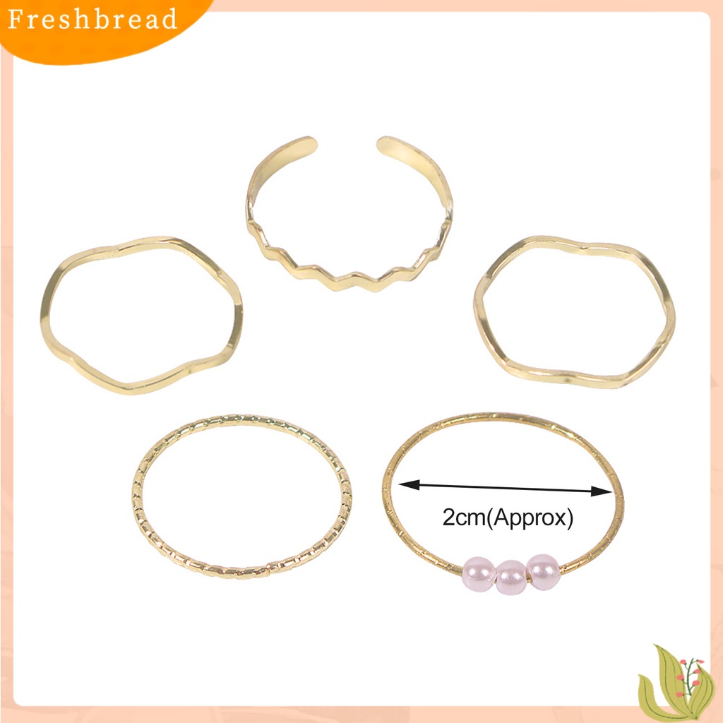 &lt; Freshbread &gt; 5Pcs/set Wanita Stackable Berlian Imitasi Gelombang Tipis Midi Cincin Buku Jari Cincin Perhiasan Aksesori