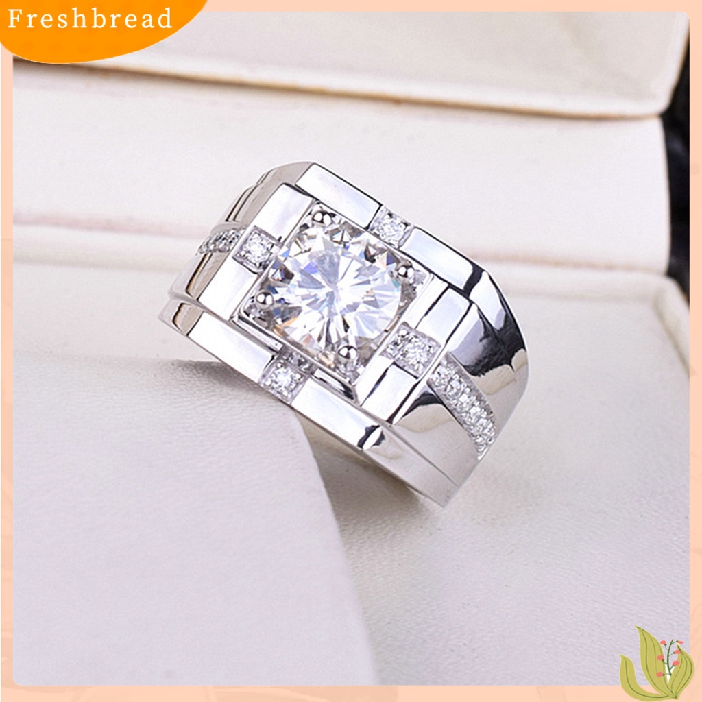 &lt; Freshbread &gt; Cincin Zircon Bersinar Geometris Berlian Imitasi Hias Electroplating Hypoallergenic Dekorasi Perhiasan Pria Pertunangan Open Finger Ring Band Untuk Hadiah