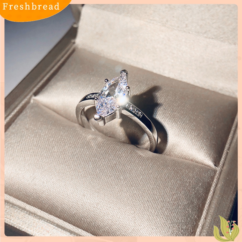 &lt; Freshbread &gt; Glitter Pengantin Pernikahan Pertunangan Perhiasan Marquise Cut Berlian Imitasi Jari Cincin