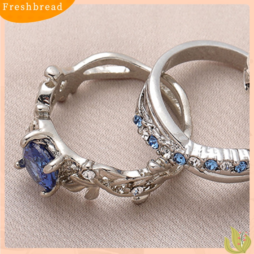 &lt; Freshbread &gt; 3Pcs Cincin Wanita Bunga Perhiasan Permata Imitasi Bersinar Stackable Knuckle Rings Untuk Pesta Perjamuan Prom