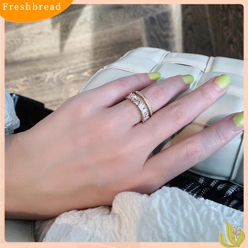 &lt; Freshbread &gt; Double Layer Opening Girl Ring Tembaga Berongga Cincin Jari Lebar Aksesori Perhiasan