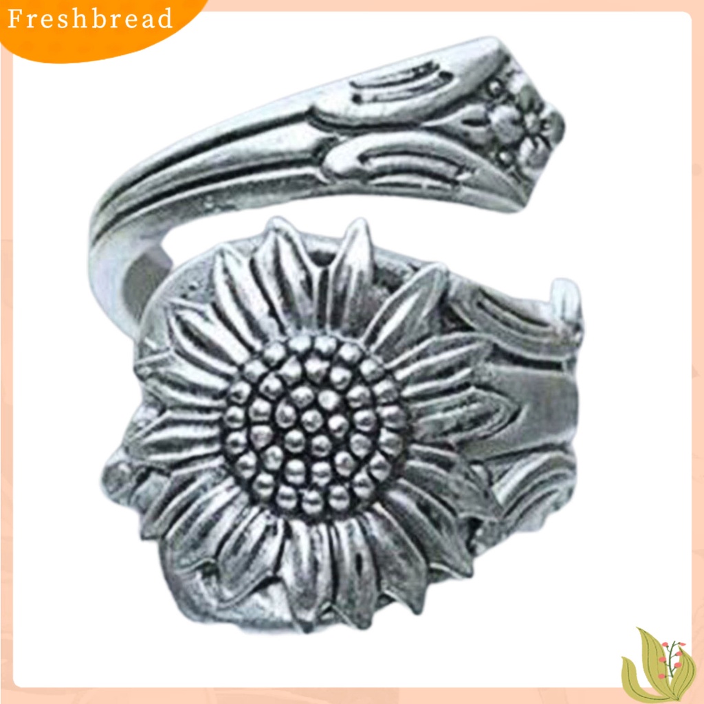 &lt; Freshbread &gt; Cincin Pembukaan Wanita All-match Bunga Matahari Mekar Sederhana Alloy Adjustable Untuk Tanggal