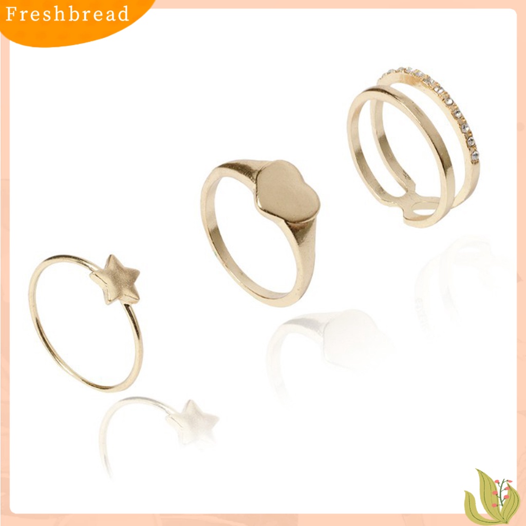 &lt; Freshbread &gt; 8Pcs Cincin Jari Bintang Berujung Lima Berlian Imitasi Perhiasan Electroplating Geometris Cincin Hadiah Ulang Tahun