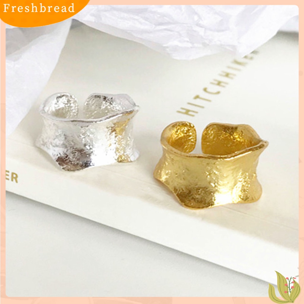&lt; Freshbread &gt; Openging Adjustable Women Ring Alloy Permukaan Kasar Lebar Klasik Cincin Perhiasan Accessaries