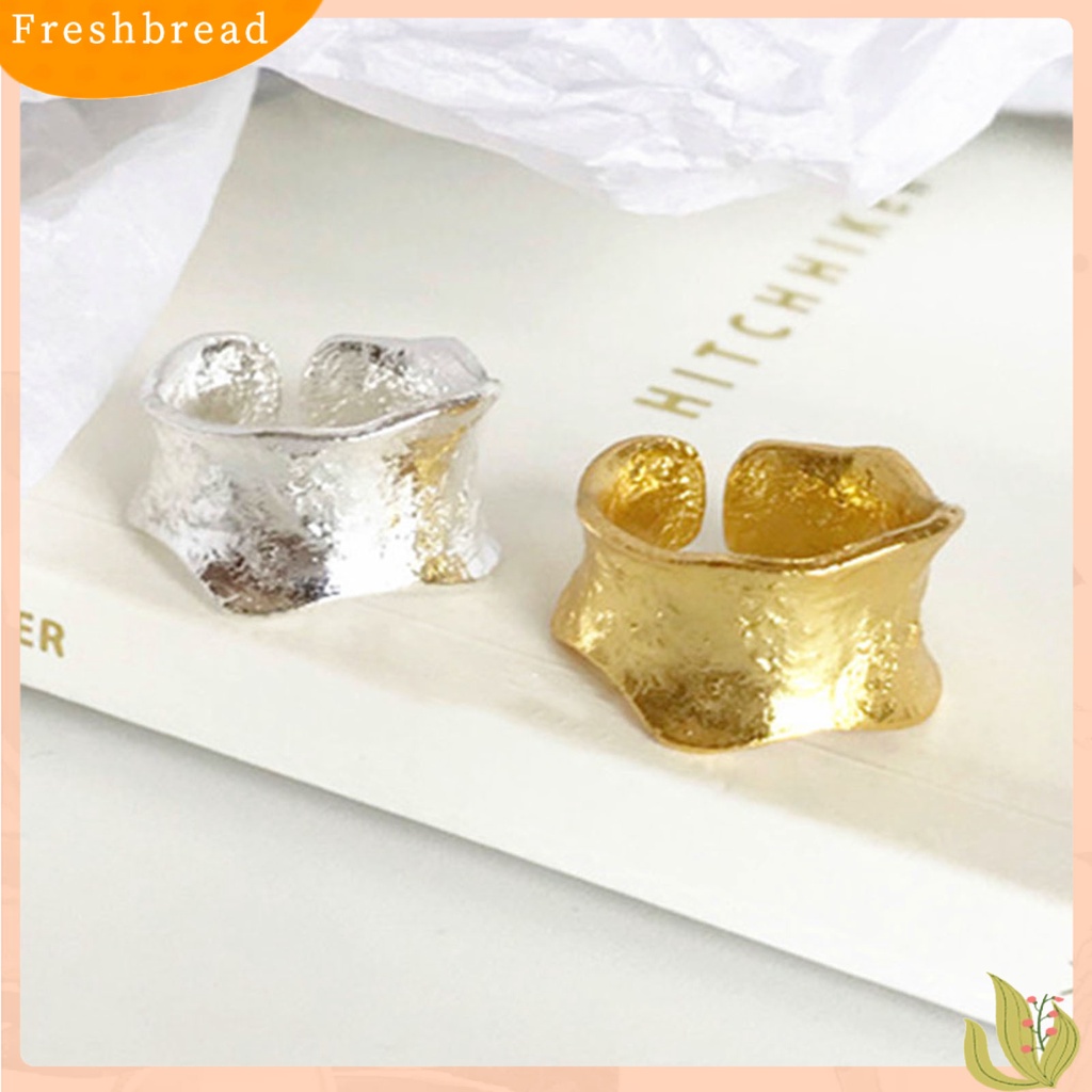 &lt; Freshbread &gt; Openging Adjustable Women Ring Alloy Permukaan Kasar Lebar Klasik Cincin Perhiasan Accessaries