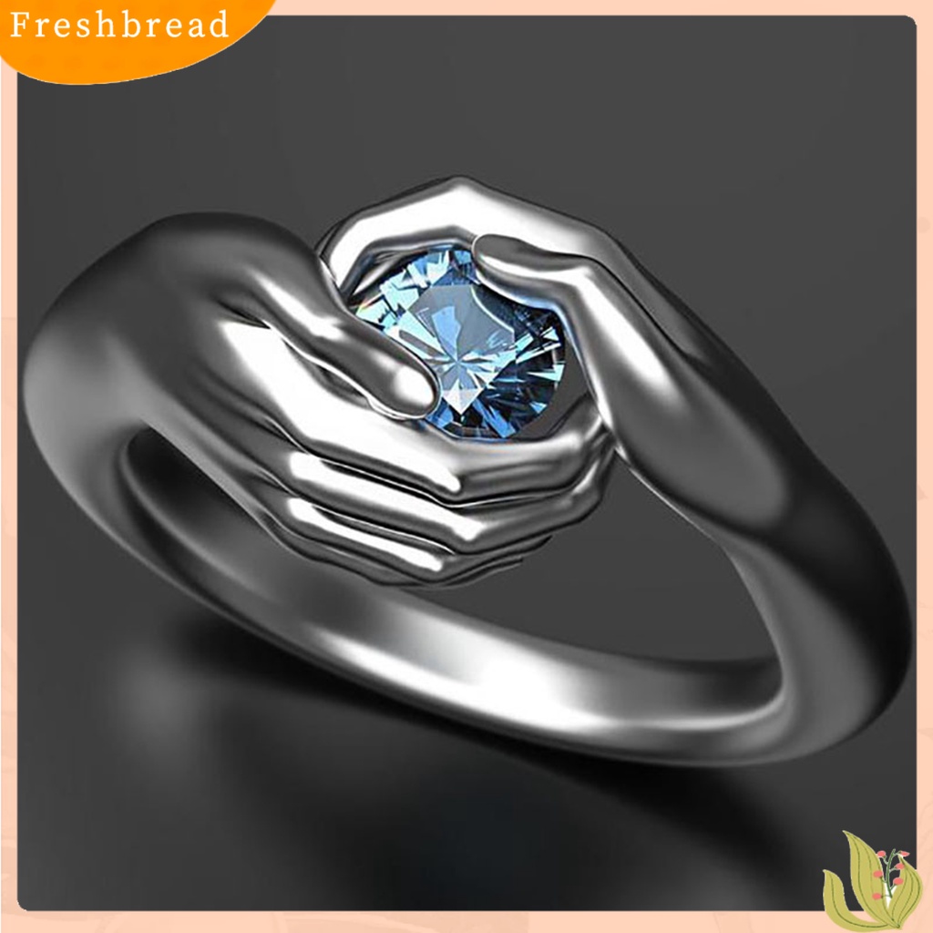 &lt; Freshbread &gt; Wanita Cincin Alloy Electroplated Anti Tarnish Hugging Cubic Zirconia Finger Ring Untuk Anniversary