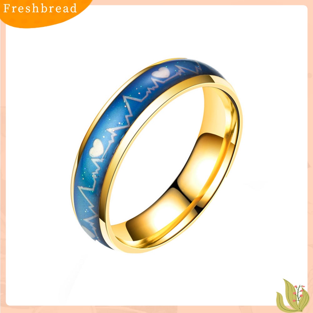 &lt; Freshbread &gt; Fashion Pria Wanita Mood Changing Color Heart Beat Cincin Pesta Perhiasan Couple Band