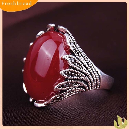 &lt; Freshbread &gt; Pria Wanita Berlapis Emas Berlian Imitasi Opal Vintage Finger Stone Ring Anti-Silver