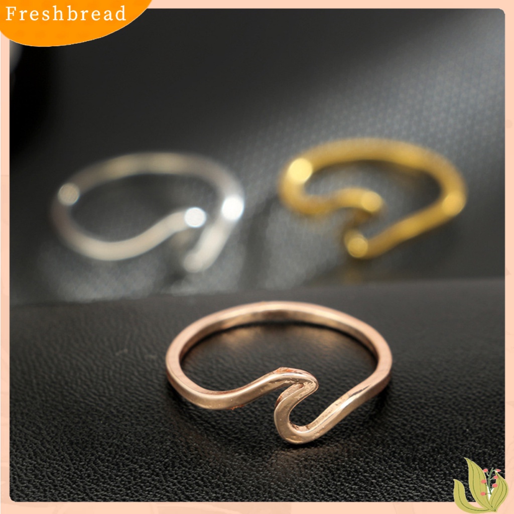 &lt; Freshbread &gt; Pria Wanita Fashion Tipis Gelombang Cincin Pantai Laut Surfer Island Perhiasan Pakaian Pesta