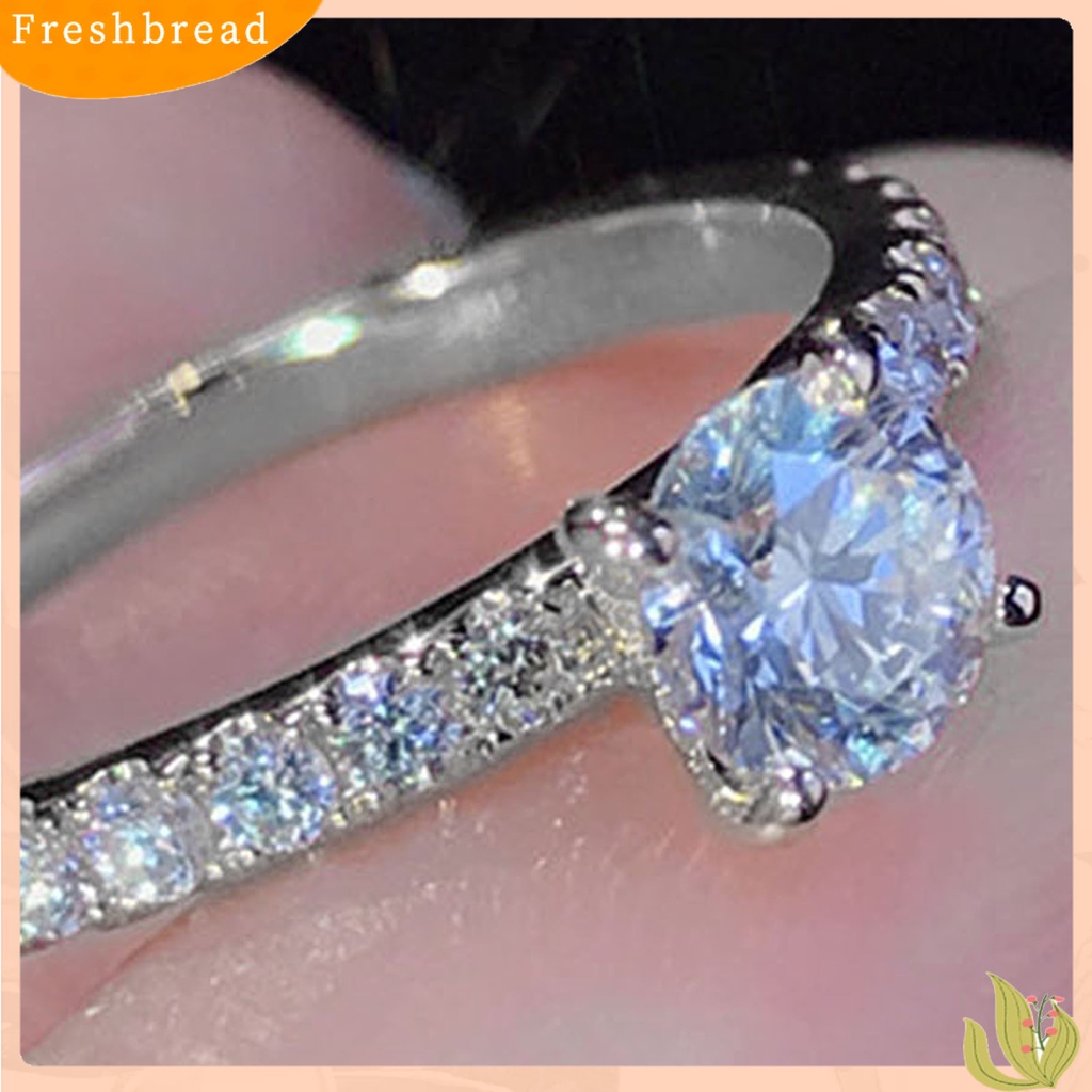 &lt; Freshbread &gt; Wanita Cincin Bulat Berlian Imitasi Perhiasan Fashion Penampilan Electroplated Finger Ring Untuk Pernikahan