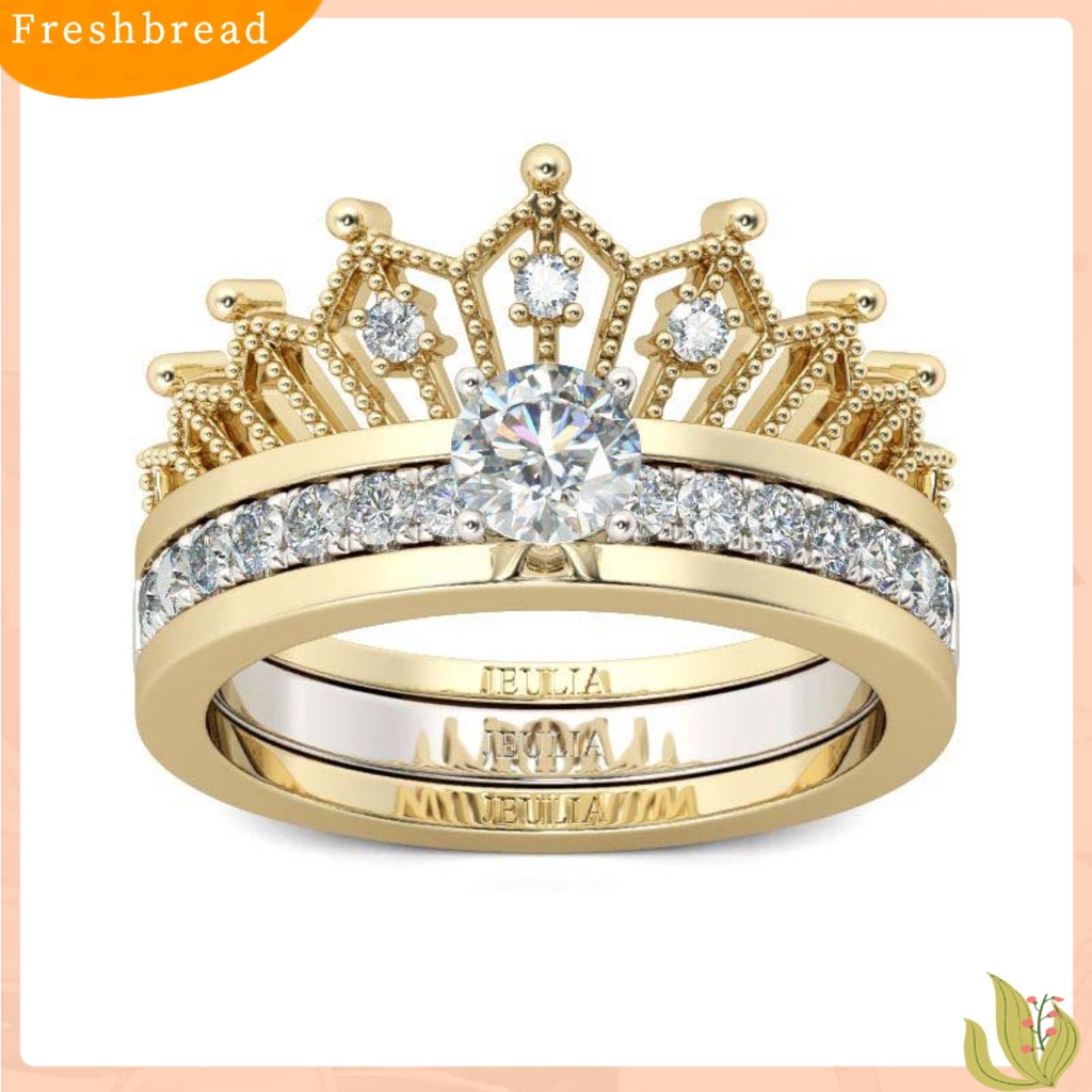 < Freshbread > Dilepas Wanita Fashion Mahkota Berlian Imitasi Jari Cincin Pernikahan Pengantin Perhiasan Hadiah