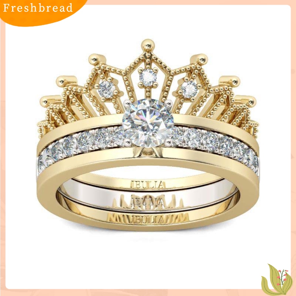 &lt; Freshbread &gt; Dilepas Wanita Fashion Mahkota Berlian Imitasi Jari Cincin Pernikahan Pengantin Perhiasan Hadiah