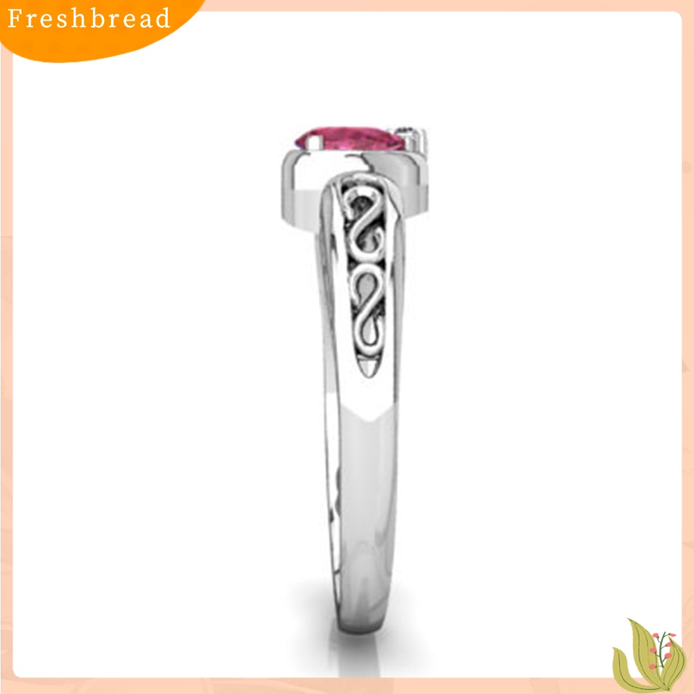 &lt; Freshbread &gt; Wanita Faux Ruby Amethyst Cinta Hati Pernikahan Cincin Perhiasan Hadiah Valentines Day