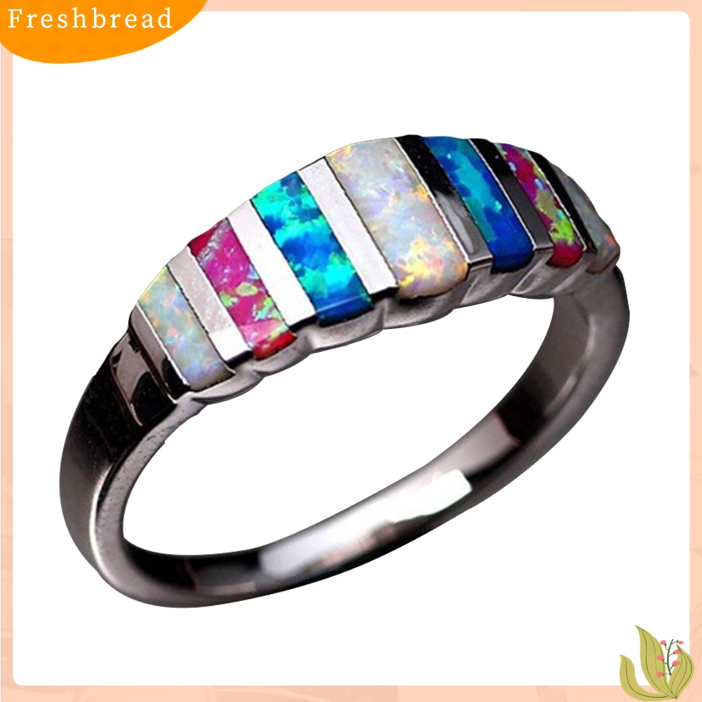 &lt; Freshbread &gt; Wanita Fashion Multicolor Faux Opal Bertatahkan Jari Cincin Hadiah Perhiasan Pesta Pernikahan