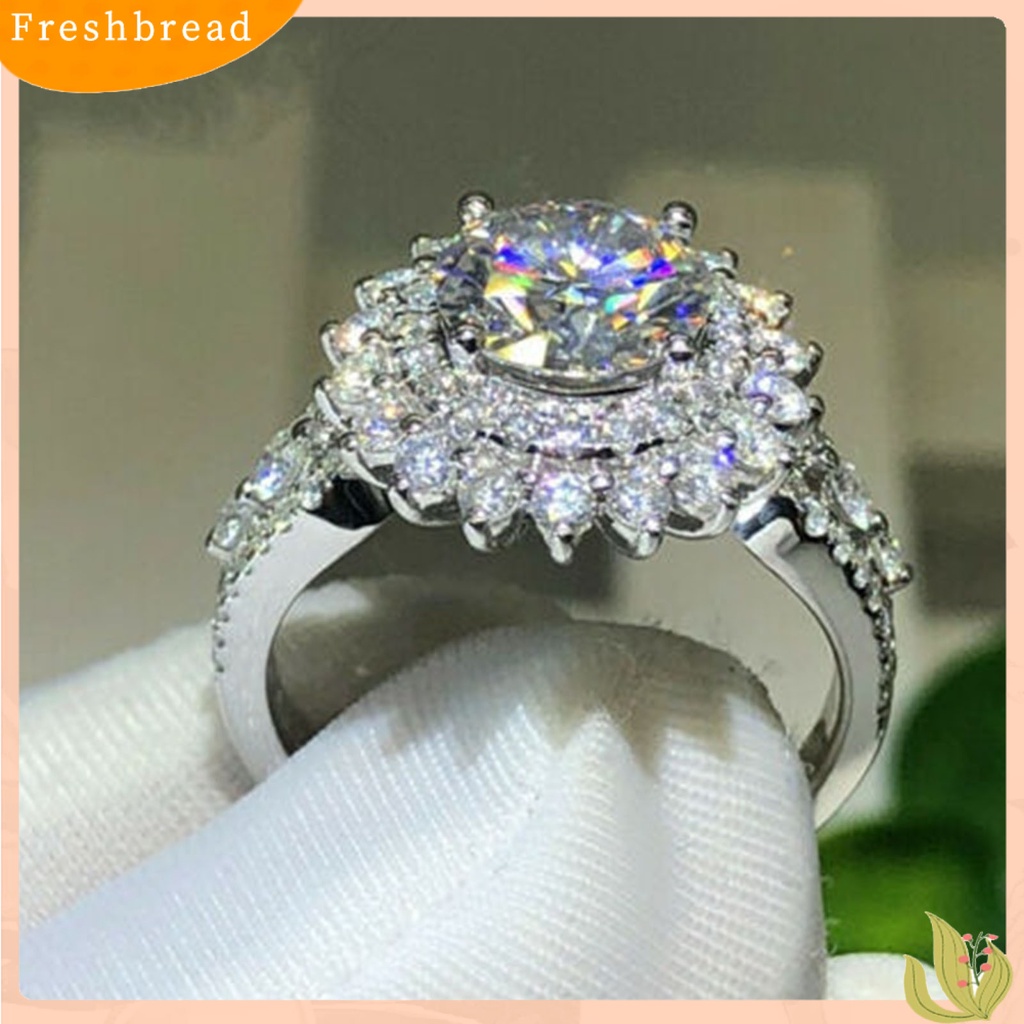 &lt; Freshbread &gt; Cincin Wanita Bentuk Bunga Berlian Imitasi Perhiasan Ringan Fashion Penampilan Cincin Jari Untuk Pernikahan