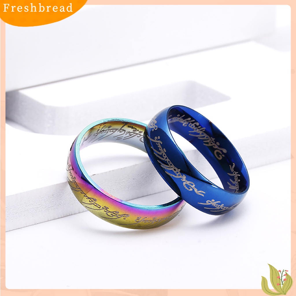 &lt; Freshbread &gt; Cincin Kawin Motif Huruf Hias Titanium Steel Pria Dan Wanita Band Finger Ring Untuk Pesta