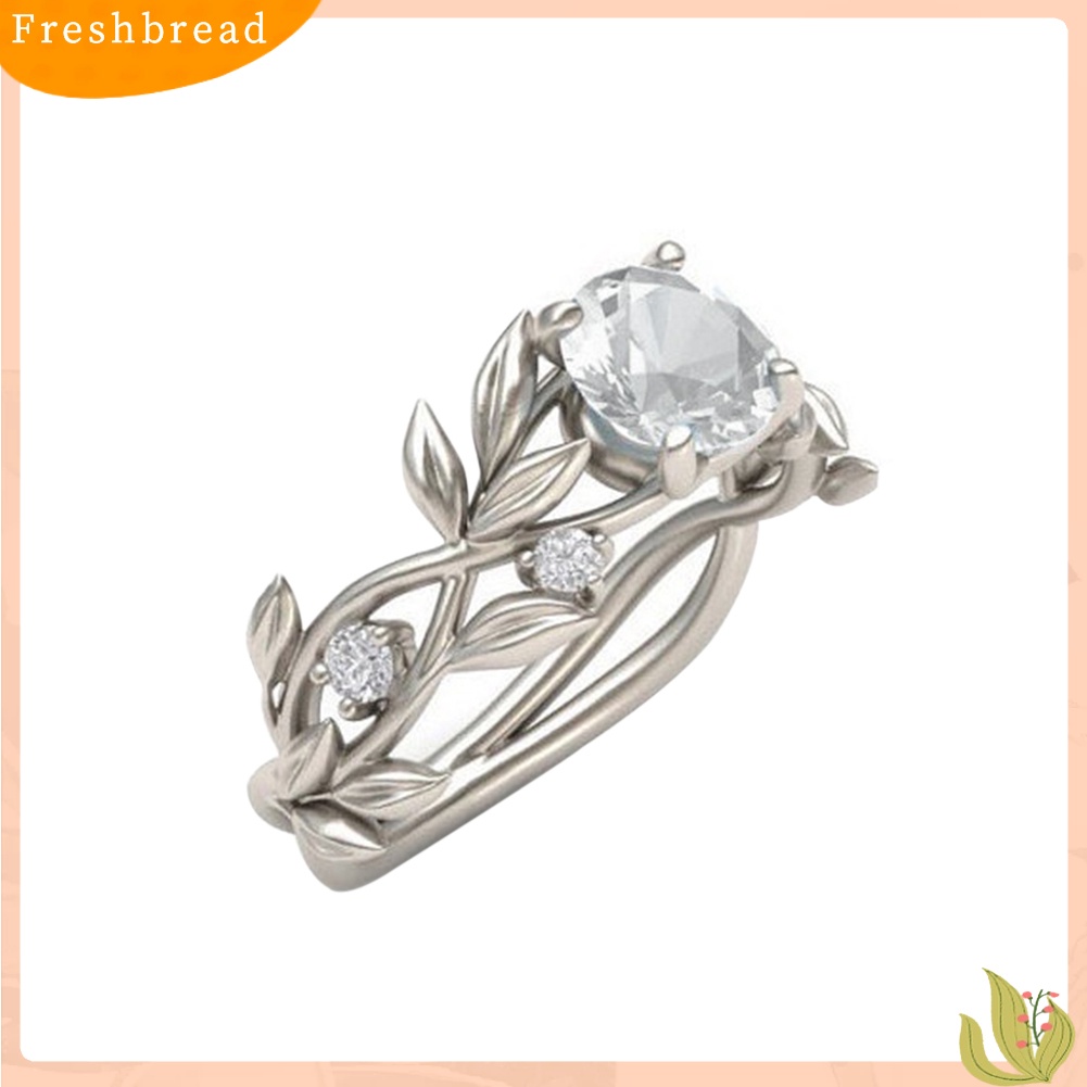 &lt; Freshbread &gt; Daun Pengantin Pernikahan Elegan Berongga Berlian Imitasi Mengkilap Lady Cincin Perhiasan