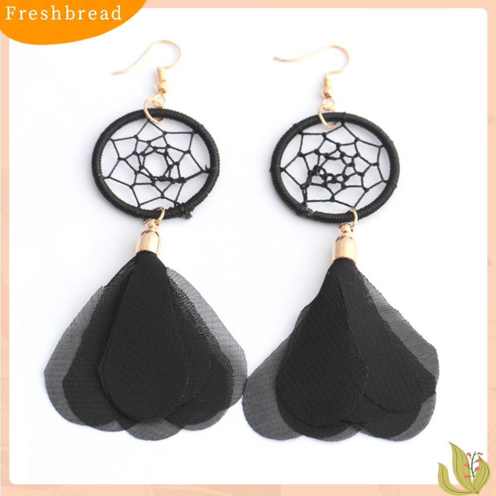 &lt; Freshbread &gt; Etnik Wanita Dreamcatcher Kain Liontin Kait Telinga Drop Menjuntai Anting Perhiasan