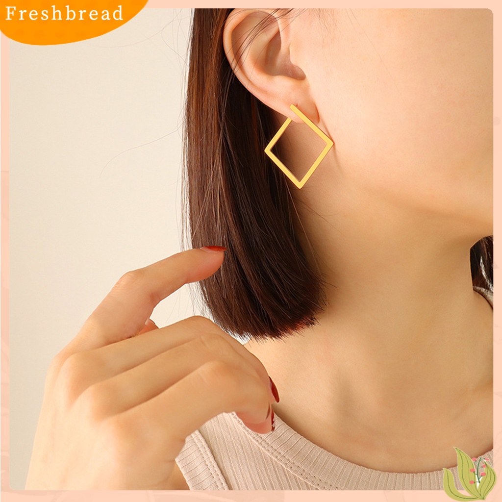 &lt; Freshbread &gt; 1pasang Anting Tusuk Berlebihan Wanita Tidak Teratur Minimalis Square Drop Earrings Hiasan Perhiasan Untuk Pacaran