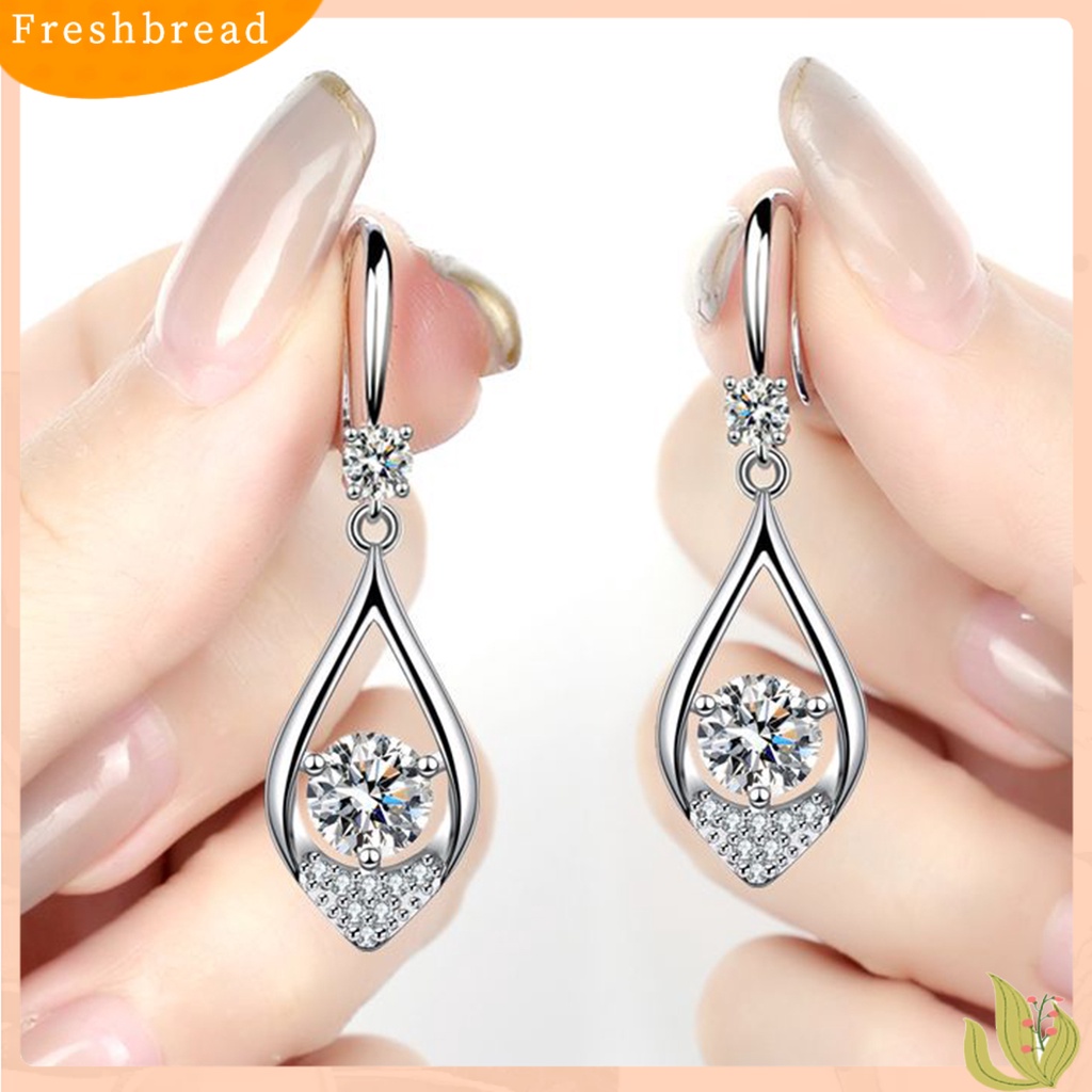 &lt; Freshbread &gt; Fashion Wanita Lucu Tetesan Air Berlian Imitasi Anti-Alergi Kait Anting Eardrop