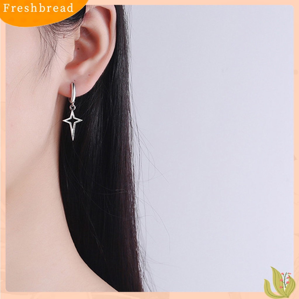 &lt; Freshbread &gt; 1pasang Anting Wanita Warna Solid Bentuk Bintang Hip-hop Anting Lady Drop Kokoh Untuk Pakaian Sehari-Hari