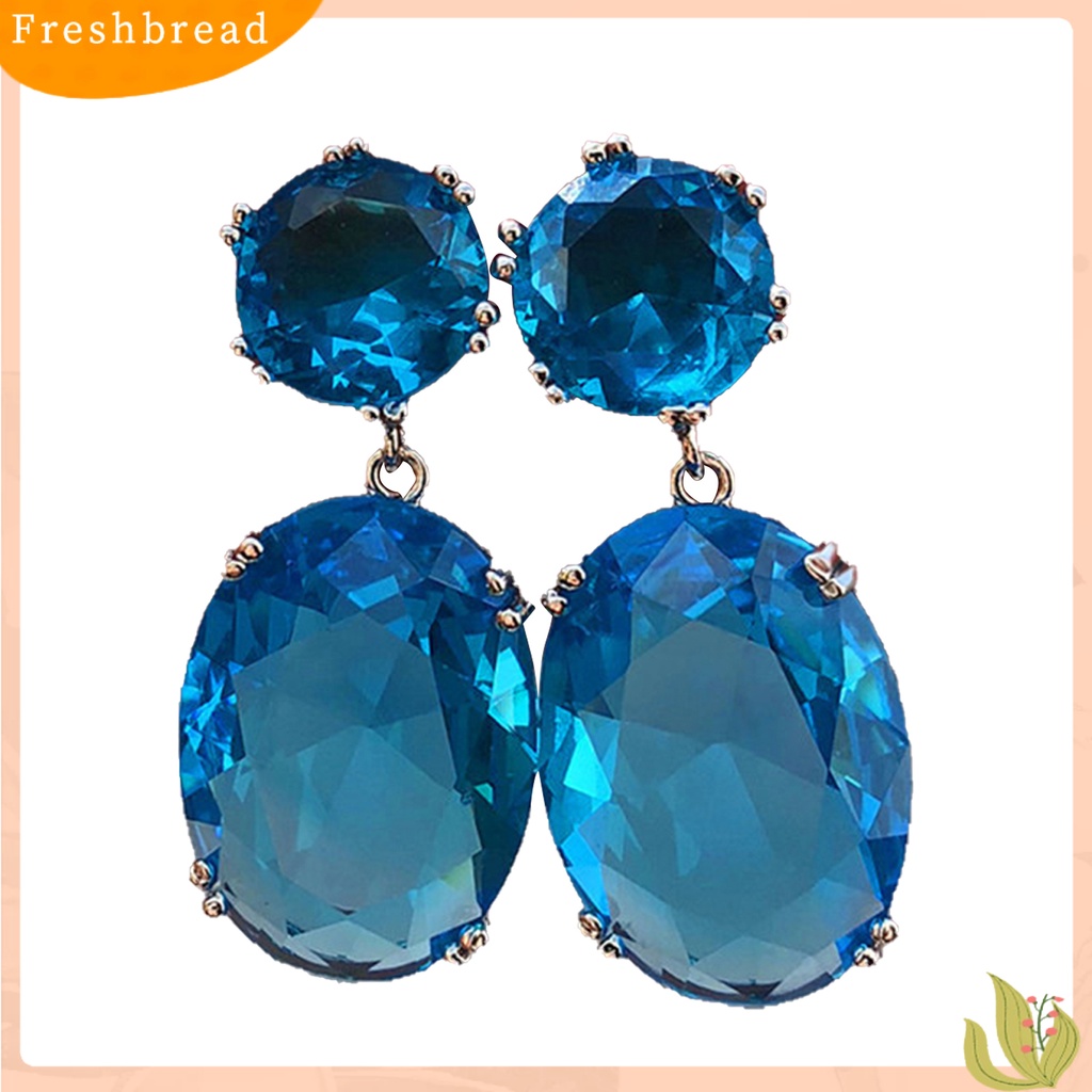 &lt; Freshbread &gt; 1pasang Anting Wanita Berbentuk Telur Cubic Zirconia Perhiasan Electroplating Tahan Lama Menjuntai Earrings Untuk Perjamuan