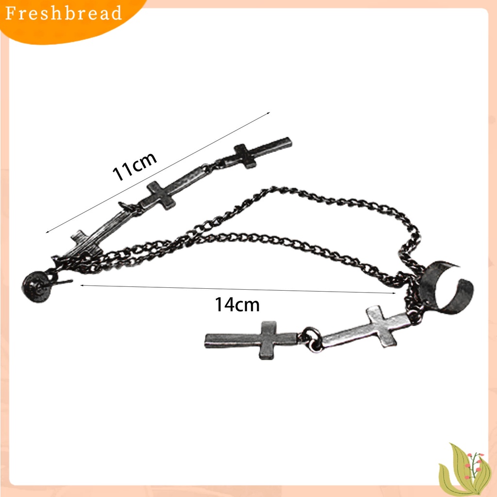 &lt; Freshbread &gt; 1Pc Manset Telinga Cross Juntai Serbaguna Alloy Wanita Fashion Punk Ear Crawler Untuk Wanita