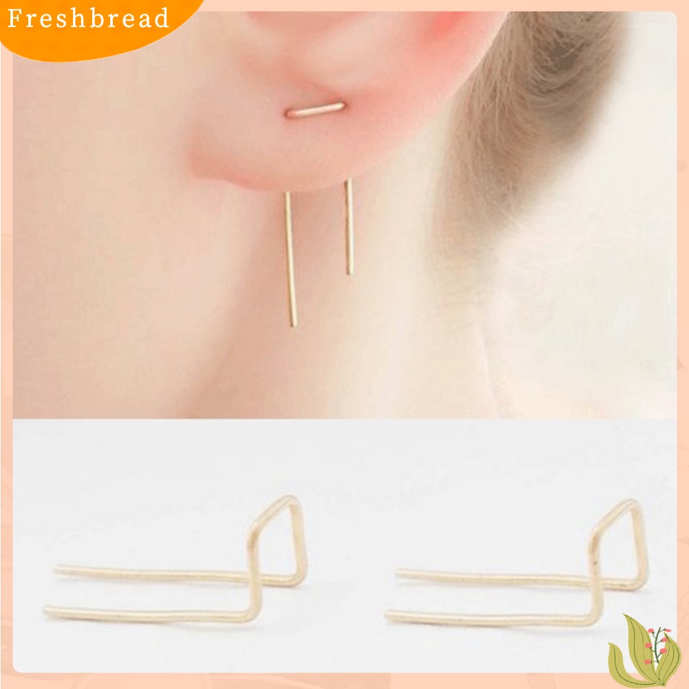 &lt; Freshbread &gt; 1Pc Double Bar Anting Geometris Sederhana Fashion Wanita Pesta Perjamuan Perhiasan